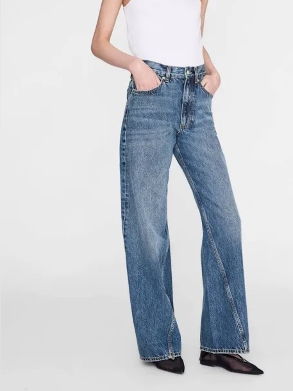 Anine Bing Brie Jeans Womens 28 Cabana Blue Wide Leg Seam Detail NWT - Picture 11 of 11